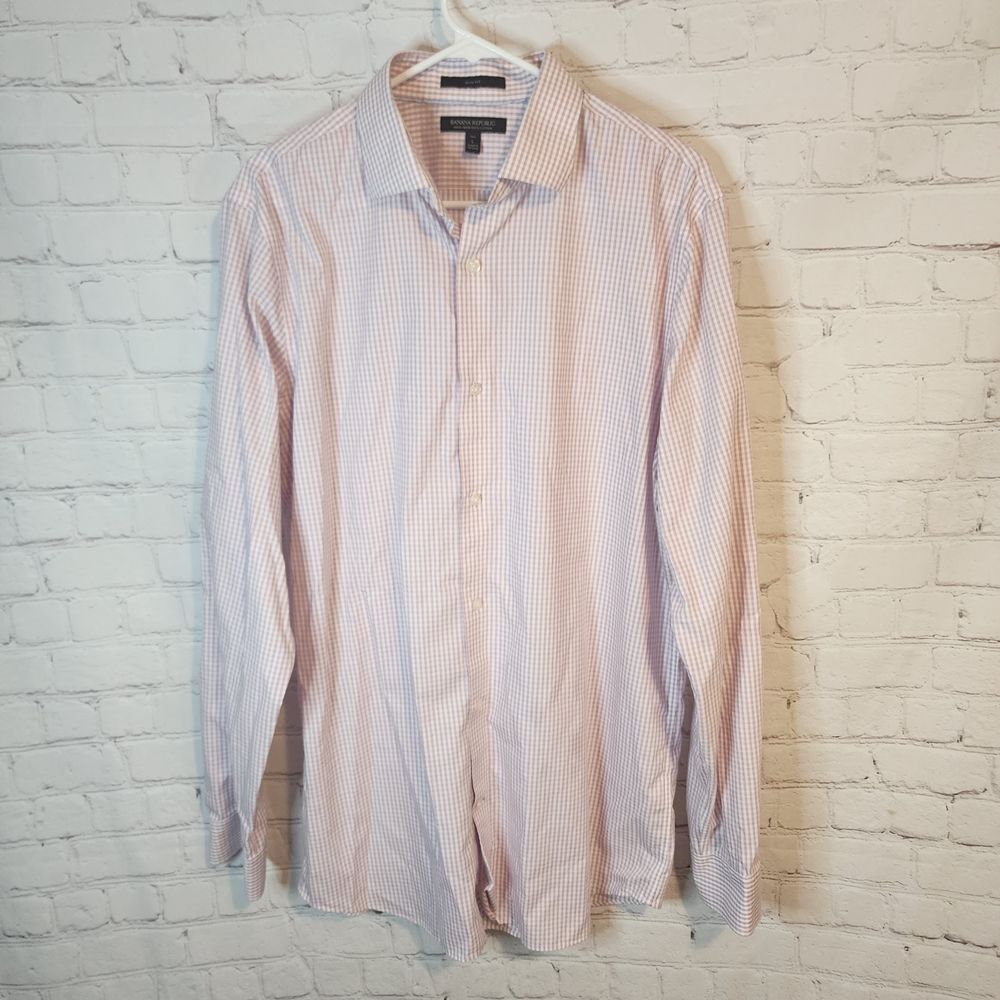 Banana Republic Men's Pink Slim-Fit Button Down Shirt, Size LT